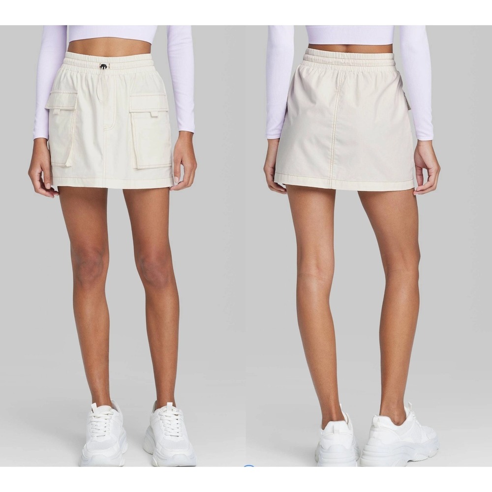 Womens Parachute Cargo Mini Skirt - Wild Fable - Off White XS